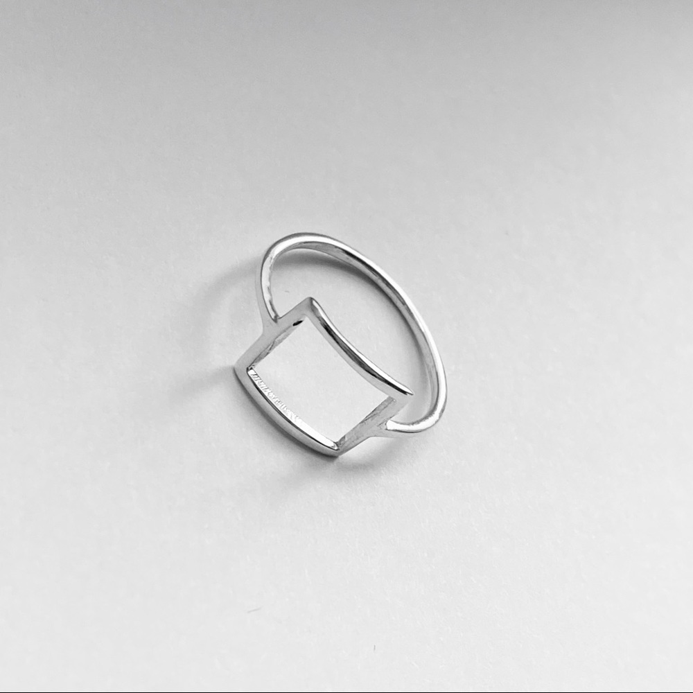 Sterling Silver Thin Open Square Ring, Delicate R… - image 6